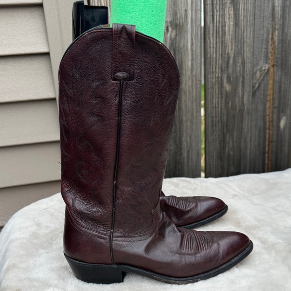 Dan Post Other - Vintage Dan Post Cowboy Western Boots Men's 10 D Burgundy Cowhide Leather
